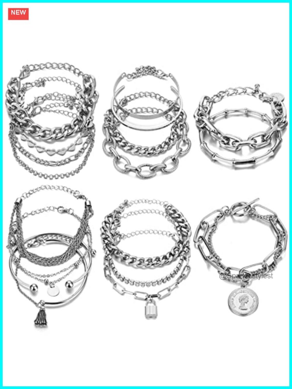 18-25 PCS(6 Pack) Boho Gold Silver Stackable Bracelets Set for Women